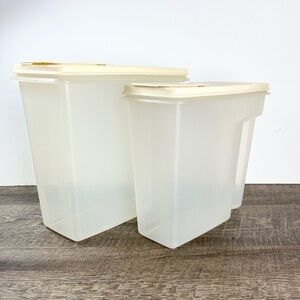 Vintage Rubbermaid cereal storage containers two sizes‎ almond lids